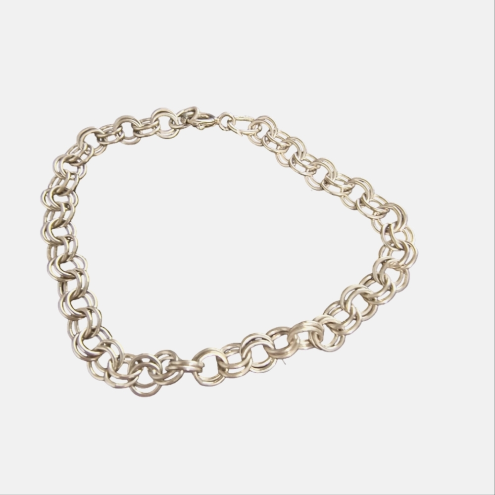 Sterling Silver Double Link Chain Bracelet Size 7 1/4